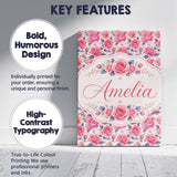 Personalised Name Romantic Pink Rose Custom Premium Decorative Design Modern Room Accent Canvas Wall Art Print Decor Picture Ready to Hang