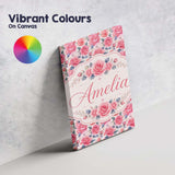 Personalised Name Romantic Pink Rose Custom Premium Decorative Design Modern Room Accent Canvas Wall Art Print Decor Picture Ready to Hang