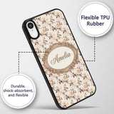 Vintage Sepia Rose Botanical Floral Seamless Custom Name Protective Phone Case Mobile Cover Durable Everyday Smartphone Shock Resistant
