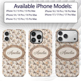 Vintage Sepia Rose Botanical Floral Seamless Custom Name Protective Phone Case Mobile Cover Durable Everyday Smartphone Shock Resistant