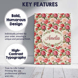 Personalised Name Classic Red Rose Bouquet Custom  Unique Gift Idea Elegant Feature Canvas Wall Art Print Decor Picture Ready to Hang