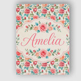 Personalised Name Pastel Pink Peach Roses Custom  Unique Gift Idea Elegant Feature Canvas Wall Art Print Decor Picture Ready to Hang