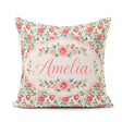 Custom Name Pastel Pink Peach Roses Floral Seamless Pattern Name Square Filled Cushion Throw Pillow Sofa Bed Home Decor Zip Washable UK Made