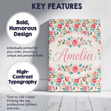 Personalised Name Pastel Pink Peach Roses Custom  Unique Gift Idea Elegant Feature Canvas Wall Art Print Decor Picture Ready to Hang
