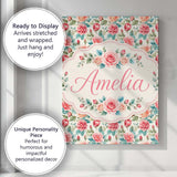 Personalised Name Pastel Pink Peach Roses Custom  Unique Gift Idea Elegant Feature Canvas Wall Art Print Decor Picture Ready to Hang