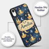 Celestial Candle Moon Stars Mystic Night Seamless Custom Name Protective Phone Case Mobile Cover Durable Everyday Smartphone Shock Resistant