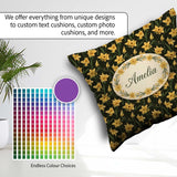 Custom Name Golden Daffodil Spring Floral Botanical Pattern Name Square Filled Cushion Throw Pillow Sofa Bed Home Decor Zip Washable UK Made