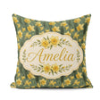 Custom Name Soft Yellow Daffodil Meadow Floral Pattern Name Cute Square Filled Cushion Throw Pillow Sofa Bed Home Decor Zip Washable UK Made