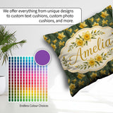 Custom Name Soft Yellow Daffodil Meadow Floral Pattern Name Cute Square Filled Cushion Throw Pillow Sofa Bed Home Decor Zip Washable UK Made