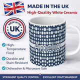Personalized Custom Name Monochrome Pebble Stone Texture Seamless Pattern Name Cute Unique 11oz Ceramic Coffee Tea Mug White Large Handle