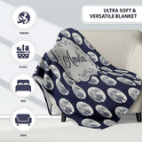 Dark Winter Forest Snow Tree Seamless Pattern  Cute  Personalised Custom Name Super Soft Fleece Blanket Bed Sofa Throw