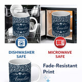 Personalized Custom Name Abstract Ocean Bubble Texture Seamless Pattern Name Cute Unique Gift 11oz Ceramic Coffee Tea Mug White Large Handle
