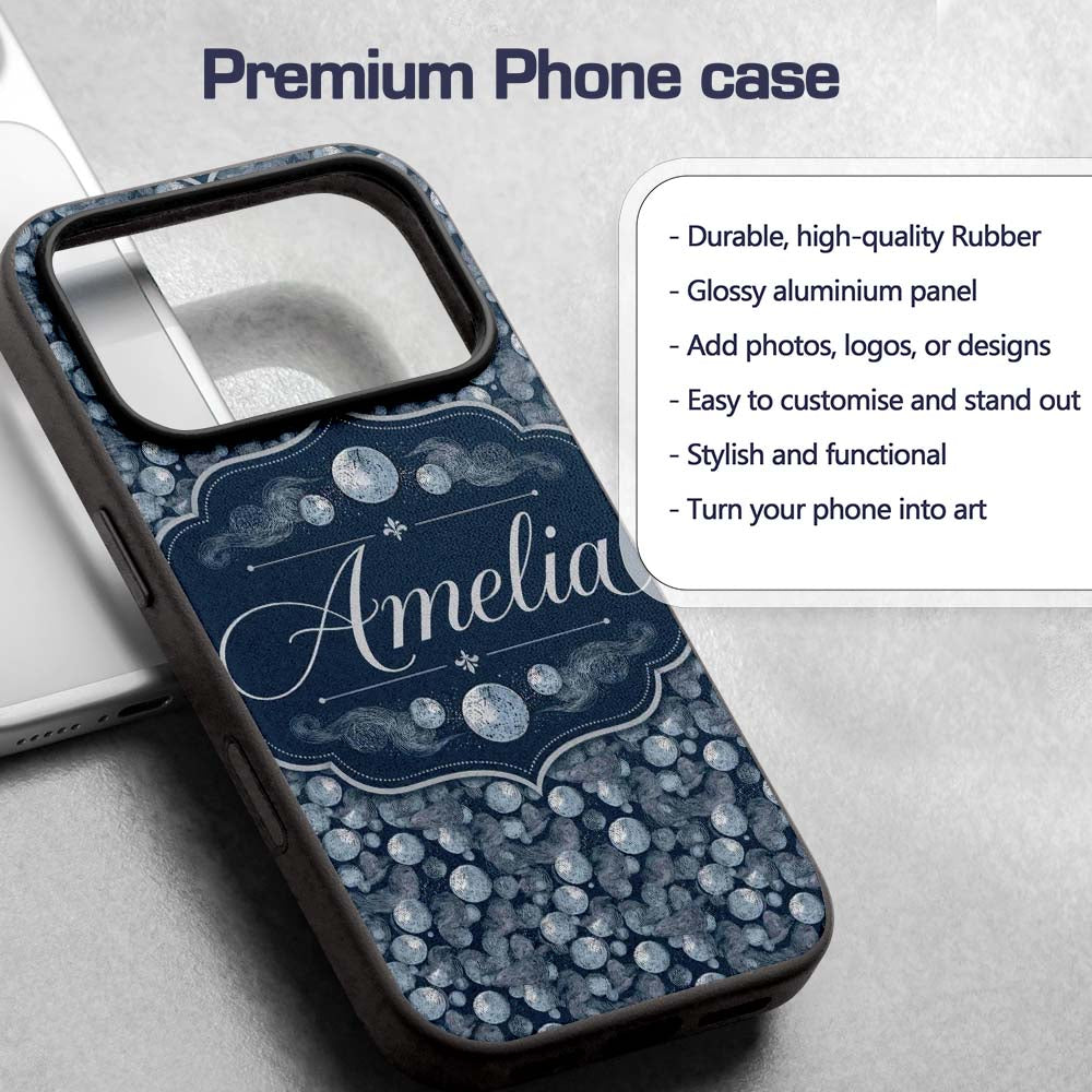 Abstract Ocean Bubble Texture Seamless Pattern Custom Name Protective Phone Case Mobile Cover Durable Everyday Smartphone Shock Resistant