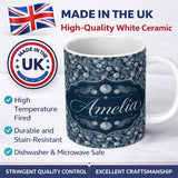 Personalized Custom Name Abstract Ocean Bubble Texture Seamless Pattern Name Cute Unique Gift 11oz Ceramic Coffee Tea Mug White Large Handle