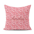 Custom Name Soft Pink Abstract Leaf Floral Seamless Pattern Name Square Filled Cushion Throw Pillow Sofa Bed Home Decor Zip Washable UK Made