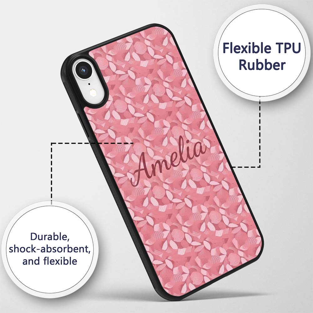 Soft Pink Abstract Leaf Petal Floral Seamless Custom Name Protective Phone Case Mobile Cover Durable Everyday Smartphone Shock Resistant
