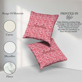 Custom Name Soft Pink Abstract Leaf Floral Seamless Pattern Name Square Filled Cushion Throw Pillow Sofa Bed Home Decor Zip Washable UK Made
