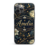 Magical Floral Moon Golden Berries Night Seamless Custom Name Protective Phone Case Mobile Cover Durable Everyday Smartphone Shock Resistant