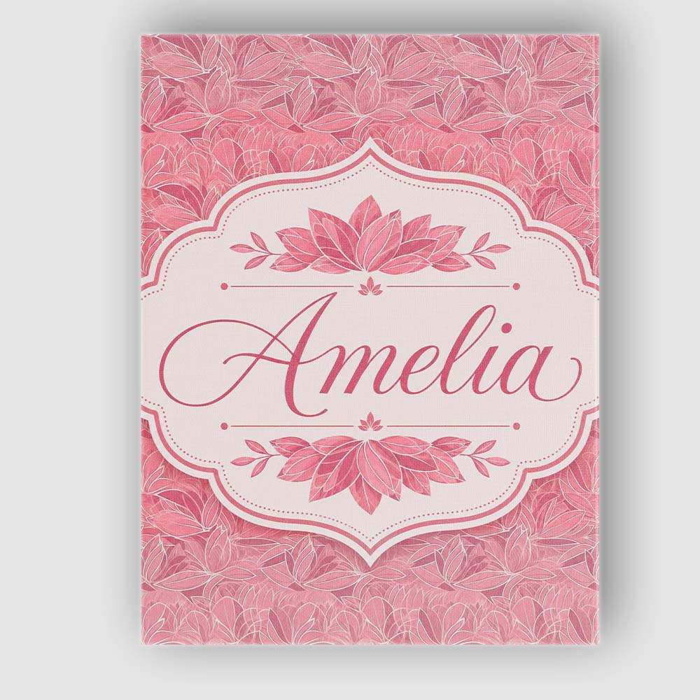 Personalised Name Elegant Pink Lotus Floral Custom  Bespoke Interior Contemporary Canvas Wall Art Print Decor Picture Ready to Hang