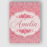 Personalised Name Elegant Pink Lotus Floral Custom  Bespoke Interior Contemporary Canvas Wall Art Print Decor Picture Ready to Hang