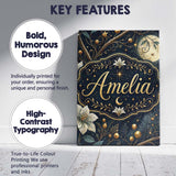 Personalised Name Magical Floral Moon Golden Berries Night Seamless Custom Canvas Wall Art Print Decor Picture Ready to Hang