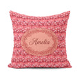 Custom Name Layered Pink Rose Blossom Seamless Pattern Name Cute Square Filled Cushion Throw Pillow Sofa Bed Home Decor Zip Washable UK Made