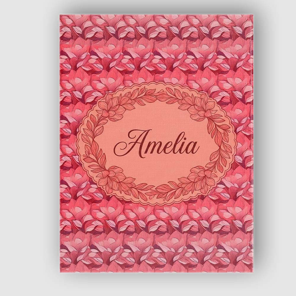 Personalised Name Layered Pink Rose Blossom Custom  Bespoke Interior Contemporary Canvas Wall Art Print Decor Picture Ready to Hang