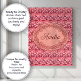 Personalised Name Layered Pink Rose Blossom Custom  Bespoke Interior Contemporary Canvas Wall Art Print Decor Picture Ready to Hang
