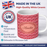 Personalized Custom Name Layered Pink Rose Blossom Floral Seamless Pattern Name Cute Unique 11oz Ceramic Coffee Tea Mug White Large Handle