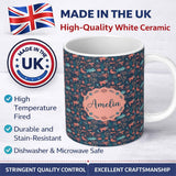 Personalized Custom Name Whimsical Ocean Fish Coral Reef Seamless Pattern Name Cute Unique 11oz Ceramic Coffee Tea Mug White Large Handle