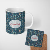 Personalized Custom Name Deep Sea Coral Fish Botanical Ocean Seamless Pattern Name Cute 11oz Ceramic Coffee Tea Mug White Large Handle