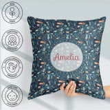 Custom Name Deep Sea Coral Fish Ocean Seamless Pattern Name Cute Square Filled Cushion Throw Pillow Sofa Bed Home Decor Zip Washable UK Made