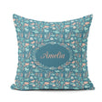 Custom Name Ocean Sea Life Fish Coral Reef Seamless Pattern Name Square Filled Cushion Throw Pillow Sofa Bed Home Decor Zip Washable UK Made