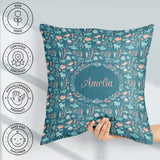 Custom Name Ocean Sea Life Fish Coral Reef Seamless Pattern Name Square Filled Cushion Throw Pillow Sofa Bed Home Decor Zip Washable UK Made