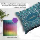 Custom Name Ocean Sea Life Fish Coral Reef Seamless Pattern Name Square Filled Cushion Throw Pillow Sofa Bed Home Decor Zip Washable UK Made