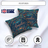 Custom Name Vibrant Deep Sea Marine Life Fish Coral Pattern Name Square Filled Cushion Throw Pillow Sofa Bed Home Decor Zip Washable UK Made