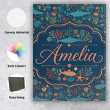 Personalised Name Vibrant Deep Sea Marine Custom  Unique Gift Idea Elegant Feature Canvas Wall Art Print Decor Picture Ready to Hang