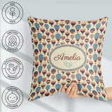 Custom Name Colorful Blue Red Hot Air Balloons Pattern Name Cute Square Filled Cushion Throw Pillow Sofa Bed Home Decor Zip Washable UK Made