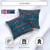 Custom Name Bright Red Teal Hot Air Balloon Sky Seamless Pattern Square Filled Cushion Throw Pillow Sofa Bed Home Decor Zip Washable UK Made