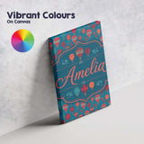 Personalised Name Bright Red Teal Hot Air Custom  Unique Gift Idea Elegant Feature Canvas Wall Art Print Decor Picture Ready to Hang