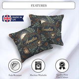 Custom Name Celestial Lantern Moon Leaves Night Seamless Pattern Square Filled Cushion Throw Pillow Sofa Bed Home Decor Zip Washable UK Made