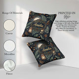 Custom Name Celestial Lantern Moon Leaves Night Seamless Pattern Square Filled Cushion Throw Pillow Sofa Bed Home Decor Zip Washable UK Made