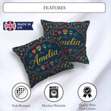 Custom Name Dark Colorful Hot Air Balloons Seamless Pattern Name Square Filled Cushion Throw Pillow Sofa Bed Home Decor Zip Washable UK Made