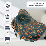 Vintage Style Hot Air Balloons on Teal Sky Seamless Pattern Name  Personalised Custom Name Super Soft Fleece Blanket Bed Sofa Throw