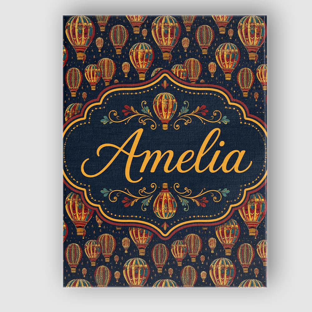 Personalised Name Ornate Night Sky Hot Air Custom  Unique Gift Idea Elegant Feature Canvas Wall Art Print Decor Picture Ready to Hang