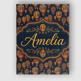 Personalised Name Ornate Night Sky Hot Air Custom  Unique Gift Idea Elegant Feature Canvas Wall Art Print Decor Picture Ready to Hang