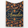 Ornate Night Sky Hot Air Balloons Vintage Seamless Pattern Name Cute  Personalised Custom Name Super Soft Fleece Blanket Bed Sofa Throw