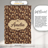 Classic Brown Coffee Maker Cups Vintage Seamless Pattern Name Cute  Personalised Custom Name Super Soft Fleece Blanket Bed Sofa Throw