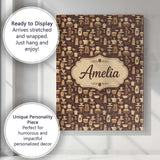 Personalised Name Classic Brown Coffee Custom  Modern Room Accent Elegant Feature Canvas Wall Art Print Decor Picture Ready to Hang