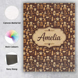Personalised Name Classic Brown Coffee Custom  Modern Room Accent Elegant Feature Canvas Wall Art Print Decor Picture Ready to Hang